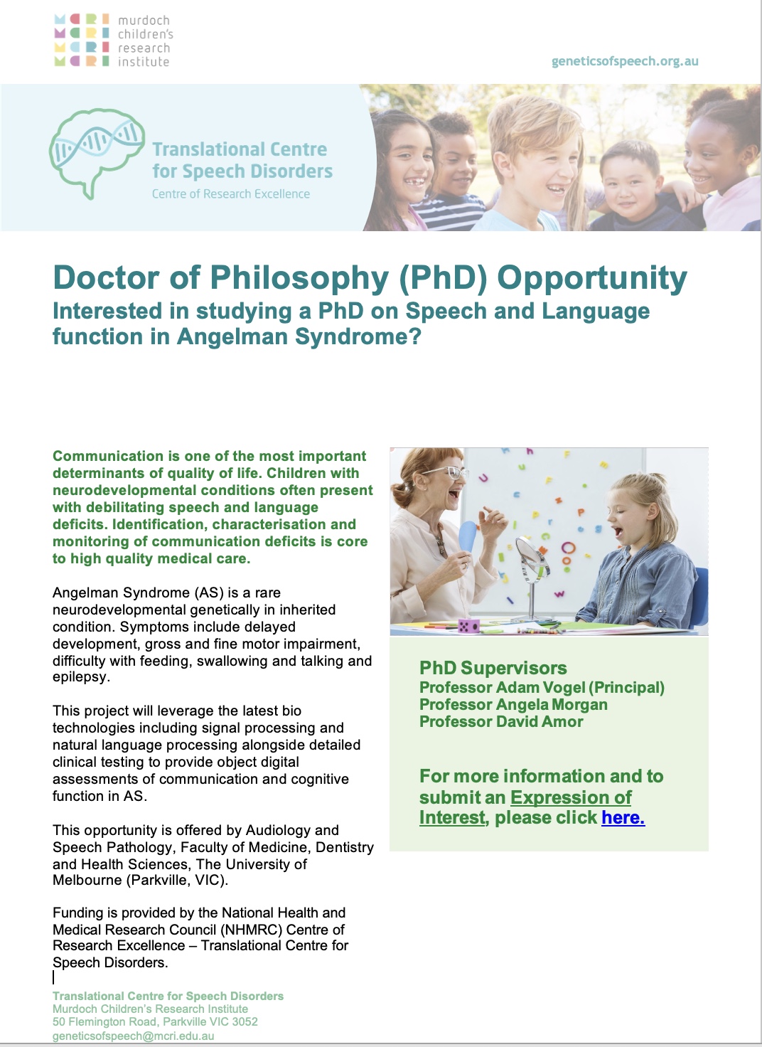 PhD Opportunity Angelman Syndrome